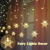 Christmas Snowflake LED String Lights Blinkande Fairy Lights Gardinljus Fancy Holiday Party Nyårsdekoration