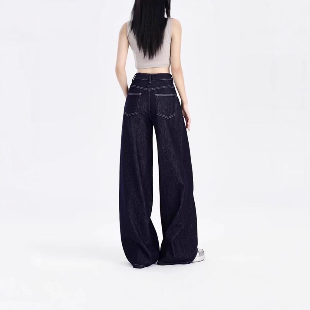 American dark blue jeans spring new loose denim trousers drape lazy casual mopping wide-leg trousers