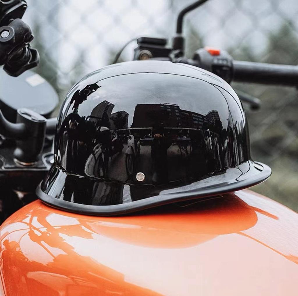 S-4XL German Vintage Motorcycle Cruiser Helmet Half Face Helmet Motorcycle Helmet Bright Black Car-styling DOT ece Approved
