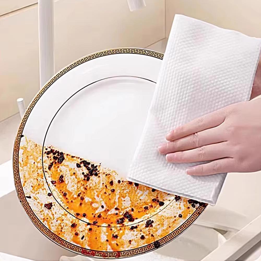120~360pcs Kitchen Disposable Rags wall Hanging Thicken Non-Woven Cleaning Cloths Washing Dishcloths Paper Towels Scouring Pads