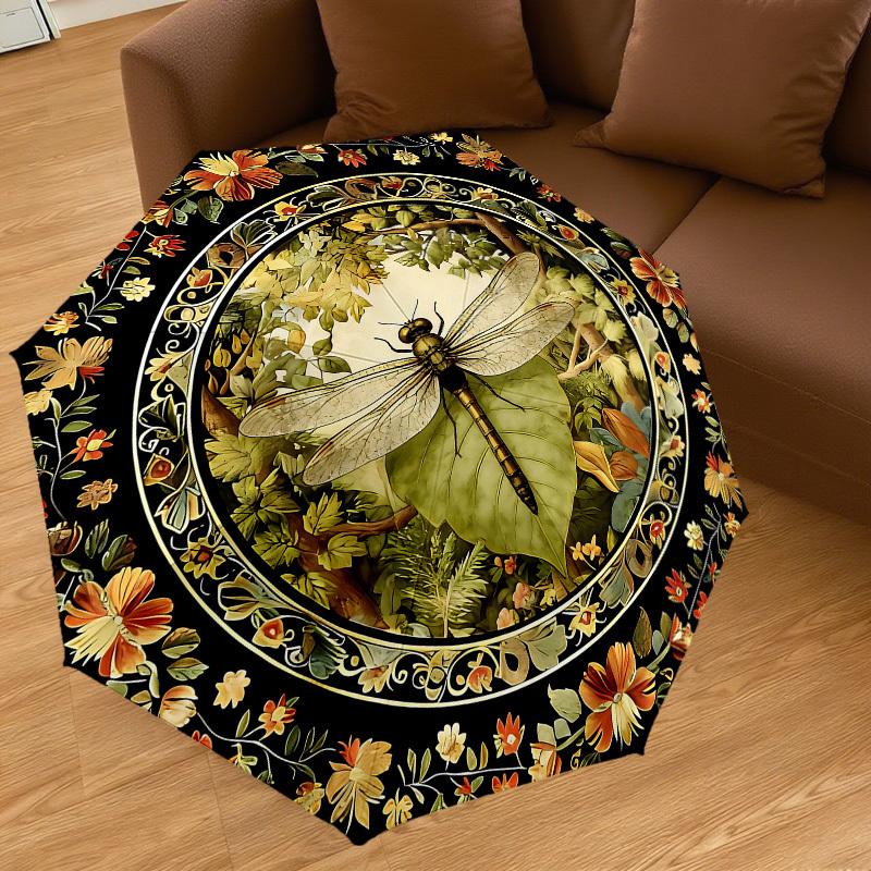 1PC Dragonfly Floral Umbrella-8-Rib Reinforced, Automatic Open, Lightweight & Durable, Cute Fashion Accessory for Outdoor, Beach or Casual Use, Beach
