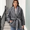 Long Faux Fur Coat Women Autumn Winter Large Jacket Overcoat Turn Down Collar Pockets Luxury Thick Coat Warm Jackets Maxi Coats