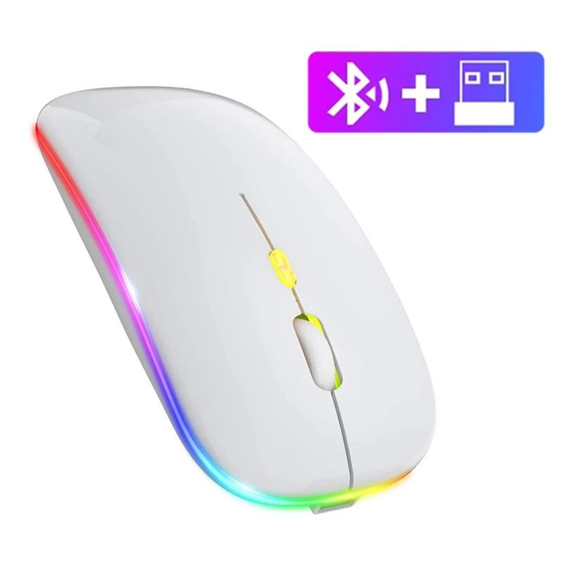 Dual Mode 2.4G Wireless Mouse Bluetooth Mouse RGB Backlit Gaming Mouse Rechargeable Mouse Ergonomic Mice for PC Laptop Tablet