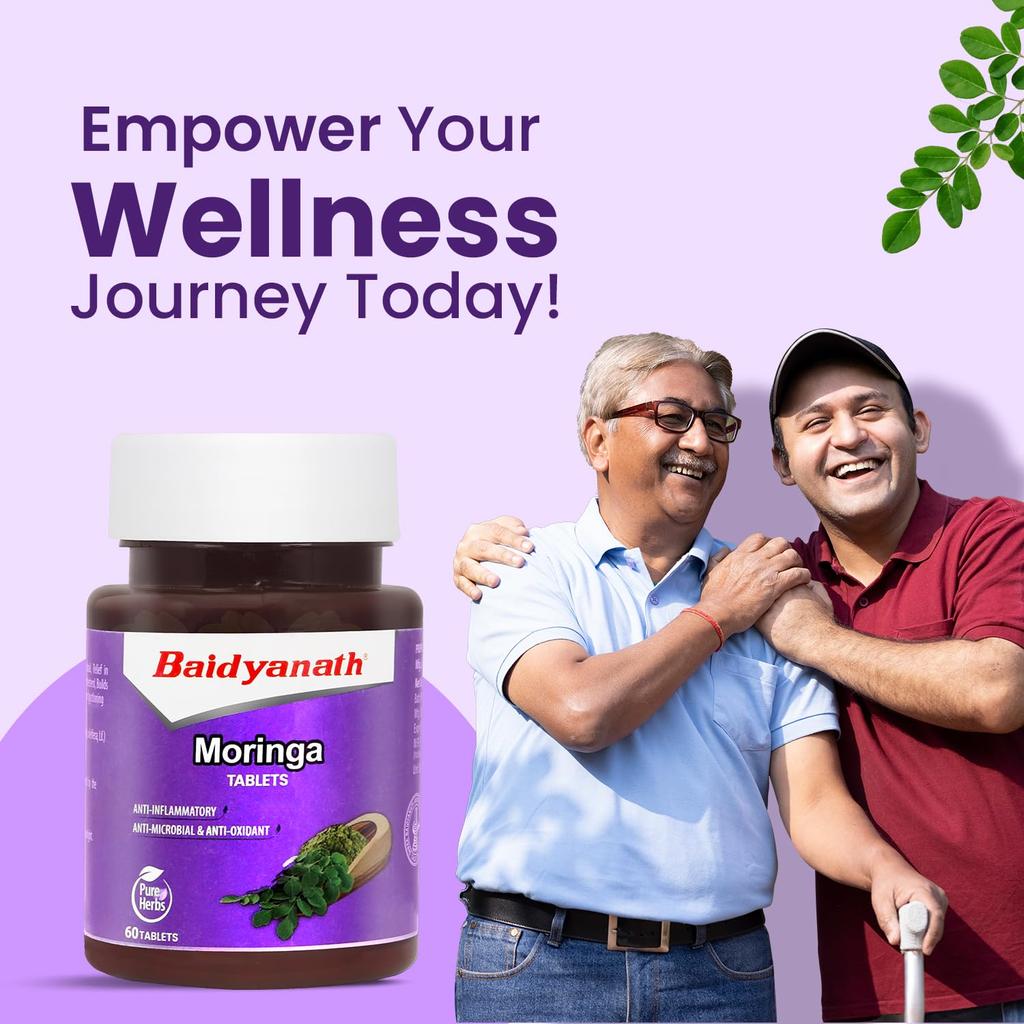 Baidyanath Moringa Tablets 60 Tabs 250mg | Drumstick Leaf Supplement for Gut Health and Wellness