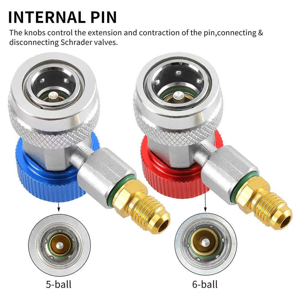 R134A 2 Sets Car A/C Air Condition Adapters Quick Coupling H/L Manifold Connector Remover Tool Air Conditioning Accessories
