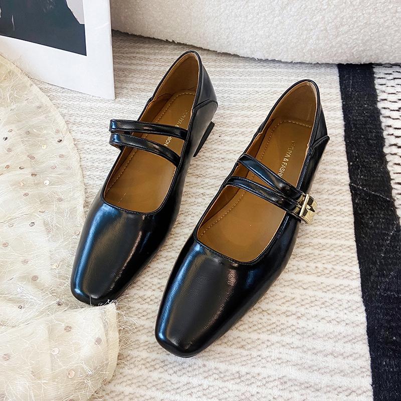 

Huiliya late evening breeze square head Mary Jane shoes women s spring and autumn new thick heel low heel simple fashion shoes W173-2 39
