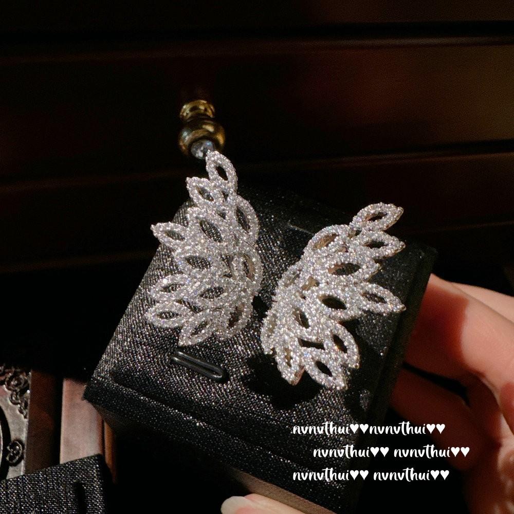 Papalacha Peach Blossom Gem Necklace, Rich Daughter Gold, Plated With 18K Gold, Rich Flower Zircon Earring Set.