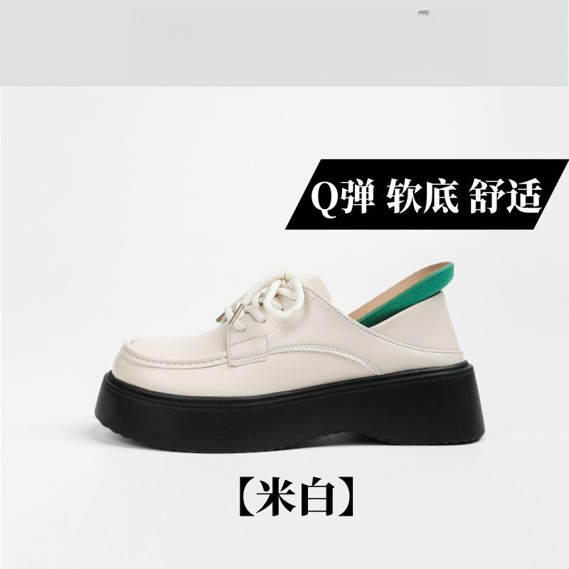 

Маленькие кожаные туфли женские весна и осень новые ретро черные универсальные туфли на платформе, увеличивающие рост 40 explosions