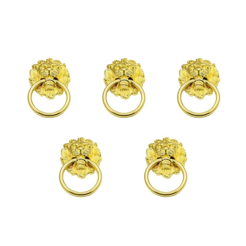 Pack of 5 Antique Styles Stylish Lion Heads Knobs Sturdy Alloy Materials Convenient for Wardrobes and Drawers Use