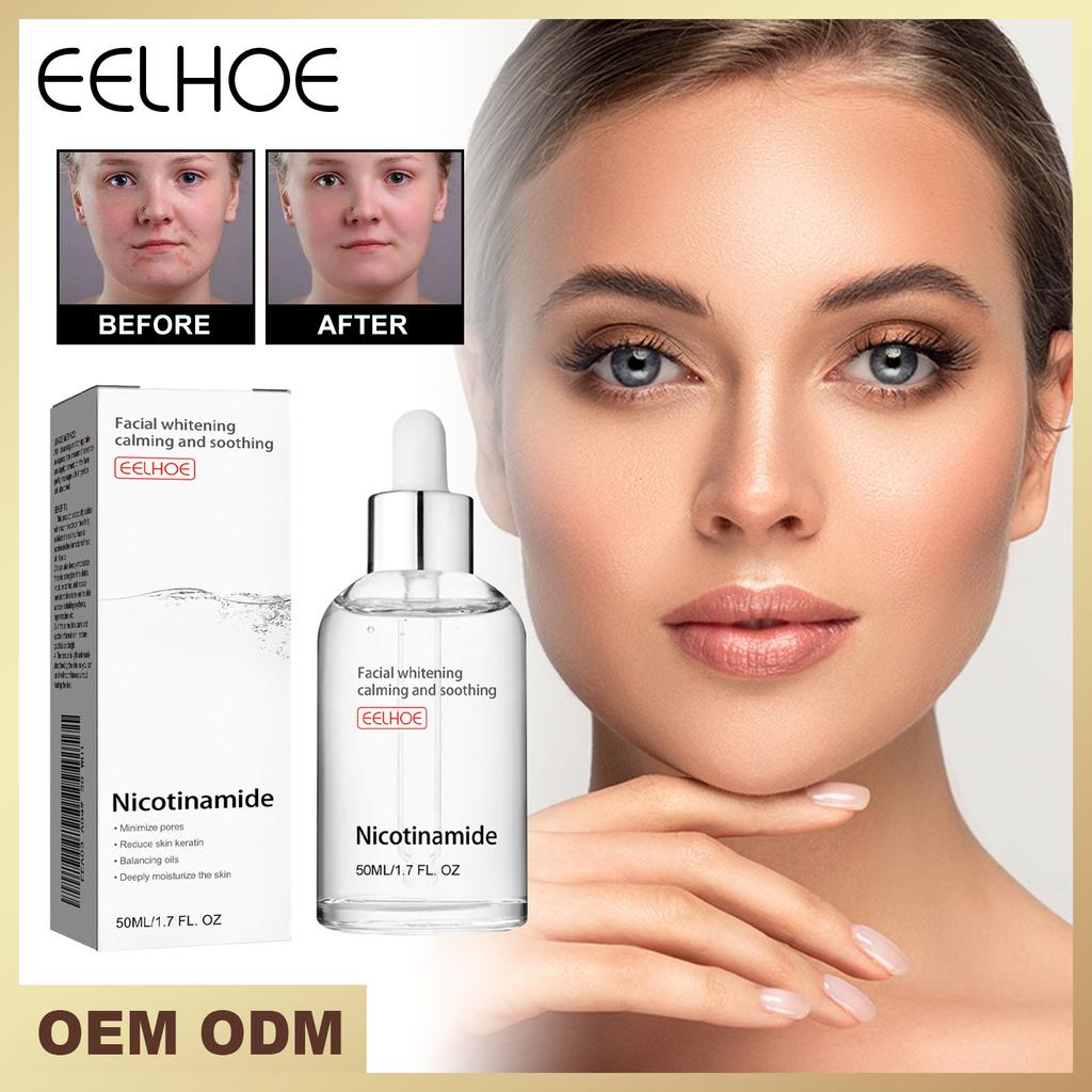 EELHOE Niacinamide Face Serum Whitening Anti Wrinkles Removal Spots Freckle Face Care Sodium Hyaluronate Facial Essence 50ml
