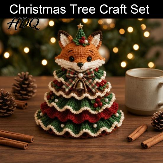 Decoración de Árbol de Navidad Hecha a Mano Kit de Ganchillo de Animales DIY Vaca de las Highlands Linda Paso a Paso Guía de Tejido Perro Salchicha Gato Kit de Manualidades para Principiantes Festivo