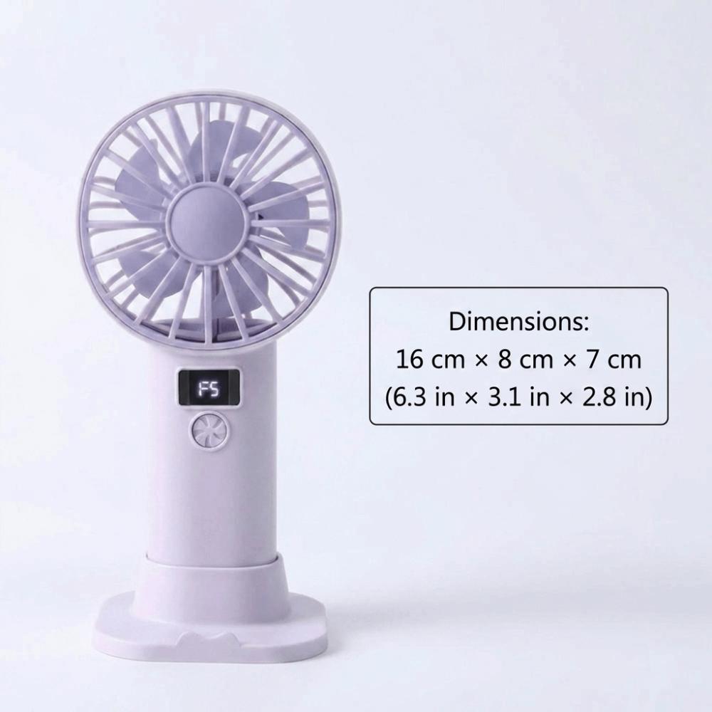 Compact Digital Display Fan Stable Base Portable Desktop Fan USB Rechargeable Fan  Summer Use