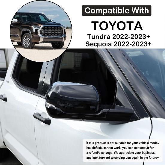 Car Door Rear View Mirror Cap Trim Cover Compatible With Toyota Tundra/Sequoia -2025 Outside Side Rearview Mirror Protector Decoration ABS