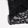 European & American One-Shoulder Lace Patchwork See-Through Cropped T-Shirt