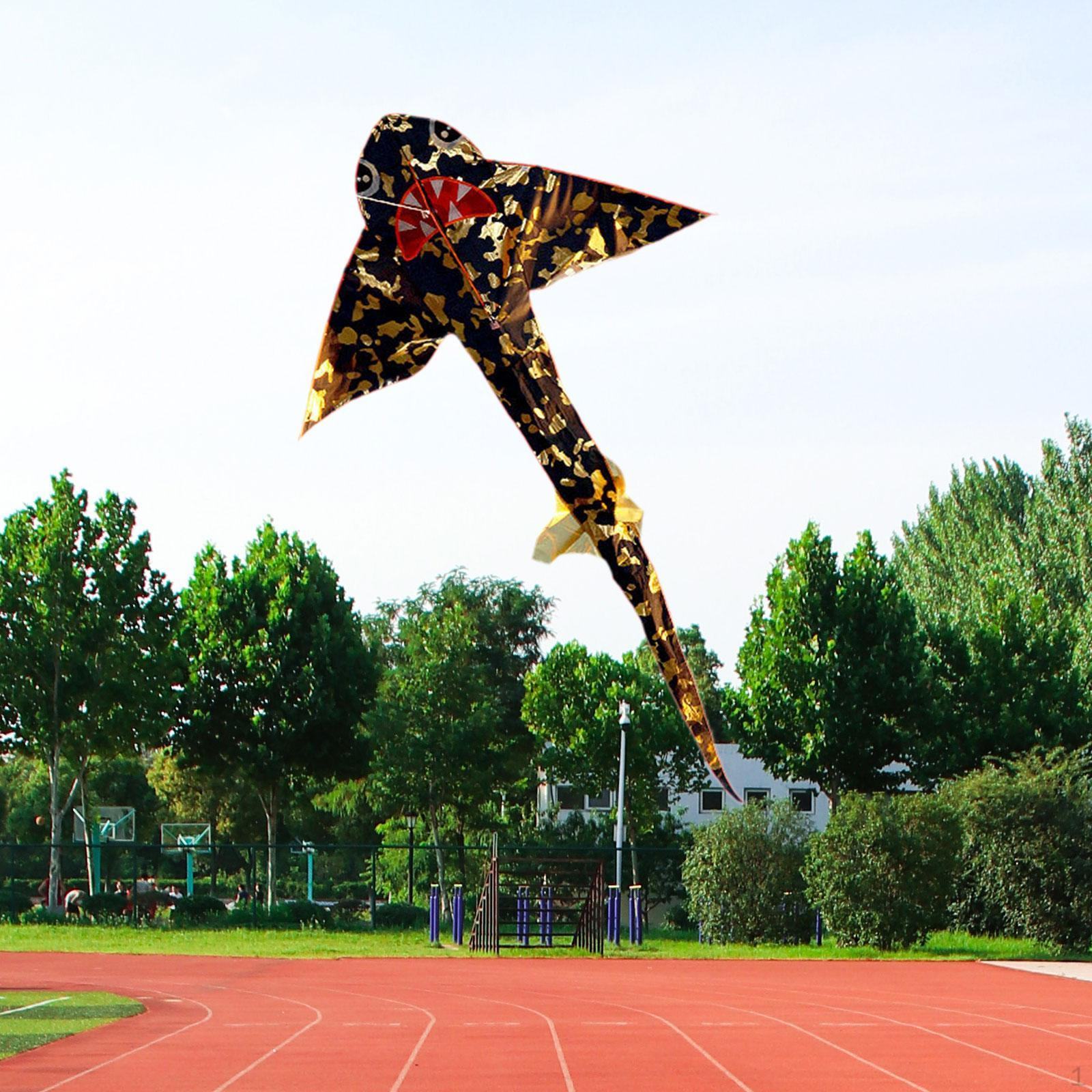 

Shark Shaped Kite Huge Activity Colorful Relaxing Easy to Fly Toy Single Line for Beach Kids