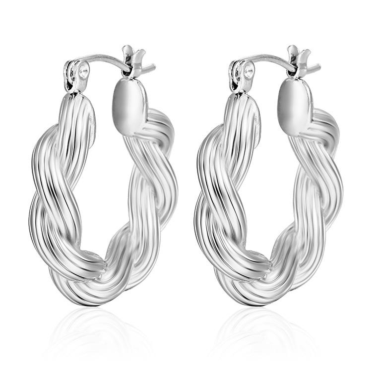 18k Gold Minimalist Twisted Hoop Earrings - European & American Style
