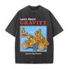Learn About GRAVITY Printed T-shirt Vintage Washed T Shirt Men Clothing Summer Short Sleeve Pure Cotton Tees Tops Clothes