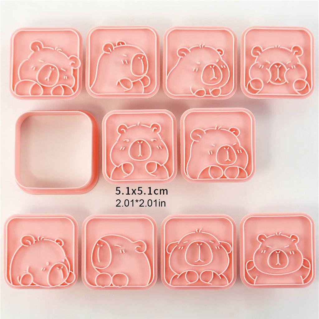 Set Of 10 Lovely Capybara Shaped Cookie Molds Pastries Moulds Perfect For Kids Baking And Family Bonding Time