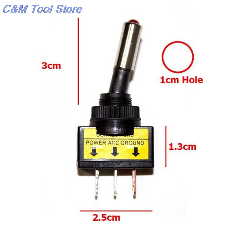 12V 20A Car Auto Red LED Light Toggle Rocker Switch 3Pin SPST ON/OFF Switches