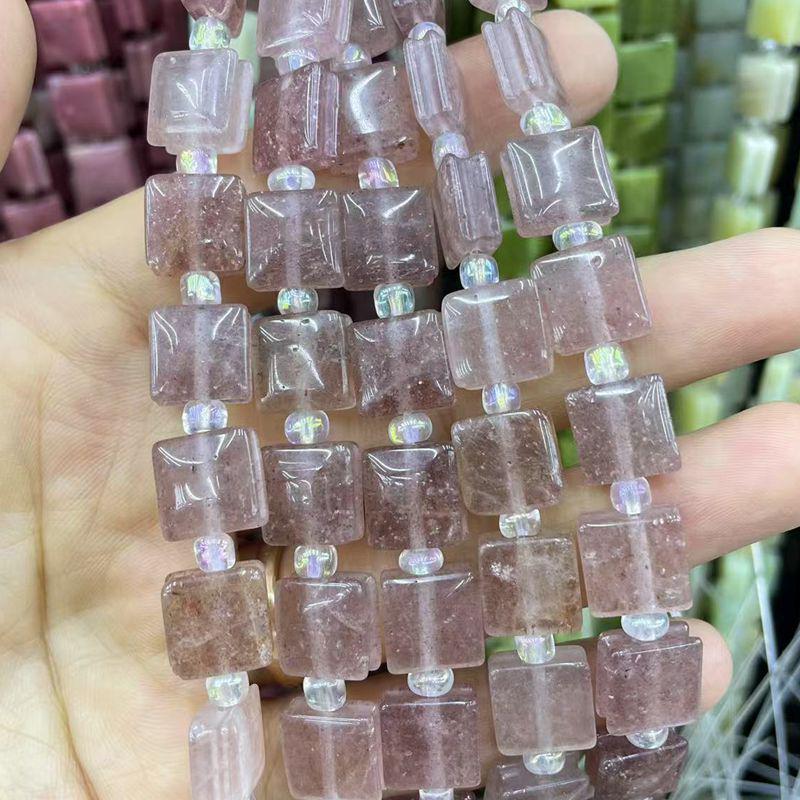 Naturstein Achat Kristall gerillte quadratische Schmuck-DIY-Accessoires, 10x10 unregelmäßige Stücke