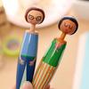5pcs Cartoon Character Retractable Ballpoint Pens, Quick-Dry Ink, Fine Point, Oval Shape - Fun Office Supplies