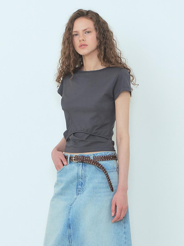 ETMON Cutting Layered T-Shirt Charcoal