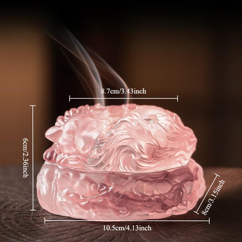 

Ancient Method Glass Nine Tailed Fox Incense Burner New Household Tea Ceremony Sandalwood Incense Seal Stove Creative Ornament рожевий