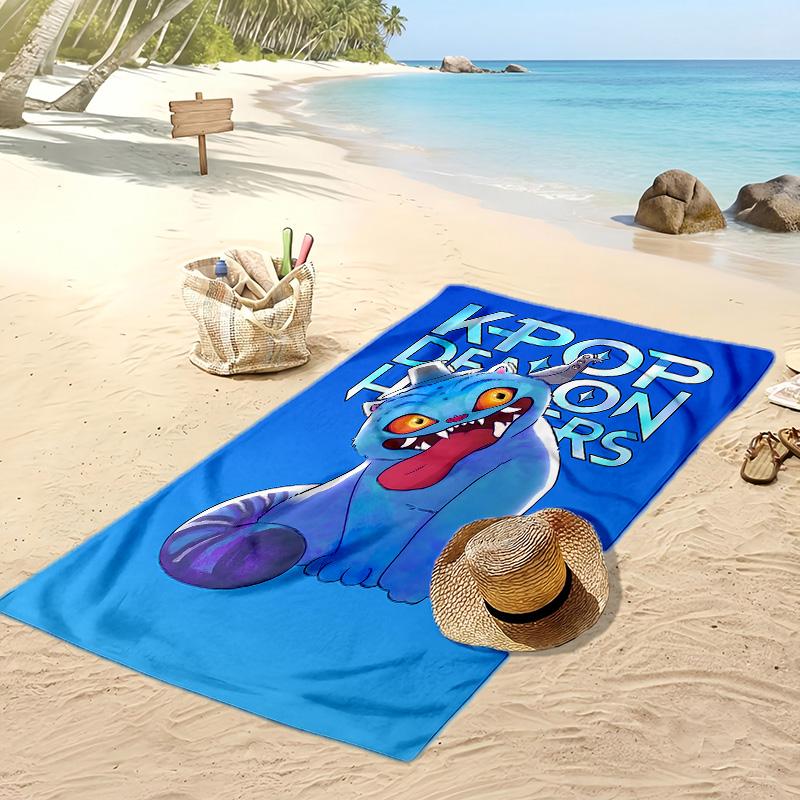 Kpop Demon Hunters Printed Beach Towel, Large Absorbent Quick Dry Towel for Summer Outdoor Swimming
