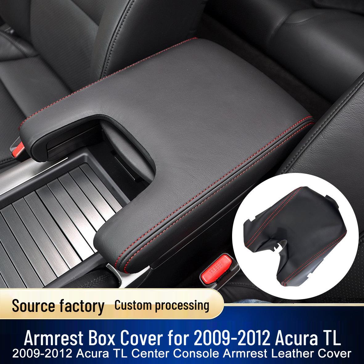 

Acura TL 09-12 Leather Armrest Cover: Wear-Resistant Interior Protection. Beige Leather Beige Stitch
