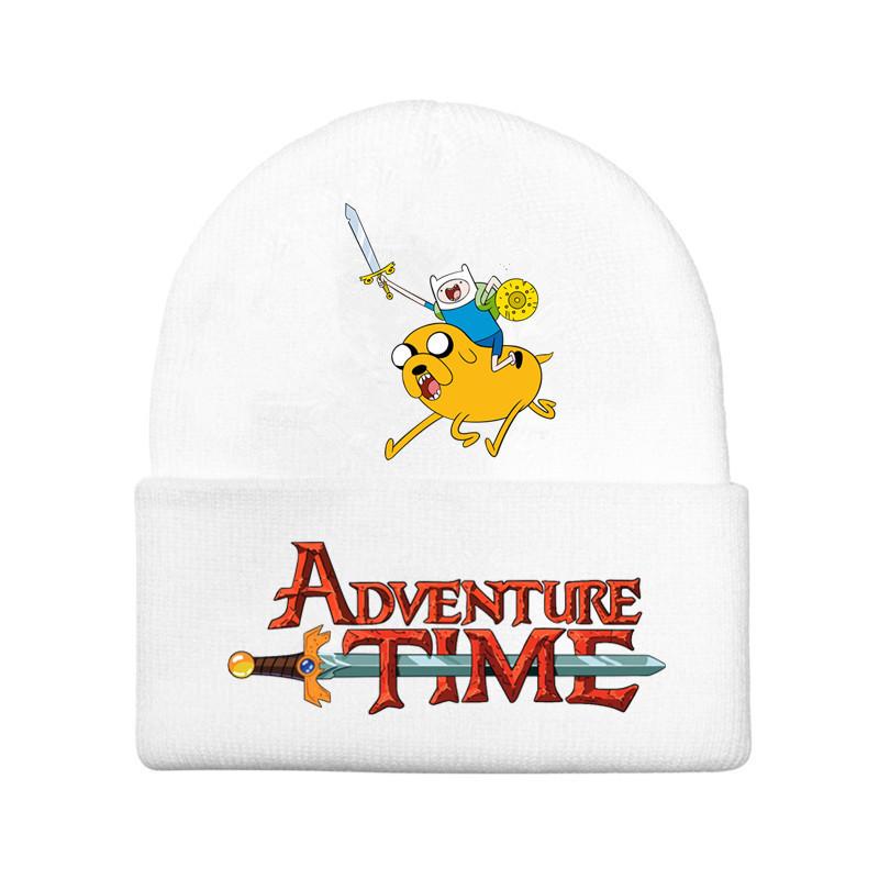 Adventure Time Cartoon Print Acrylic Knit Hat Winter Warm Unisex Beanie For Adults Teens