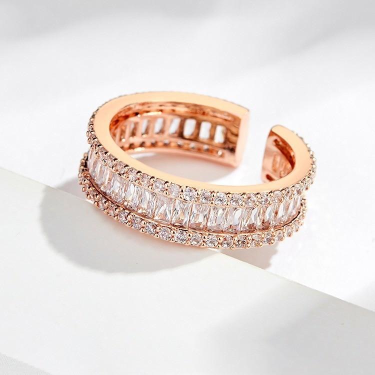 Elegant Minimalist Rainbow Open Ring For Women Adjustable Stylish Copper Fashion Accessory