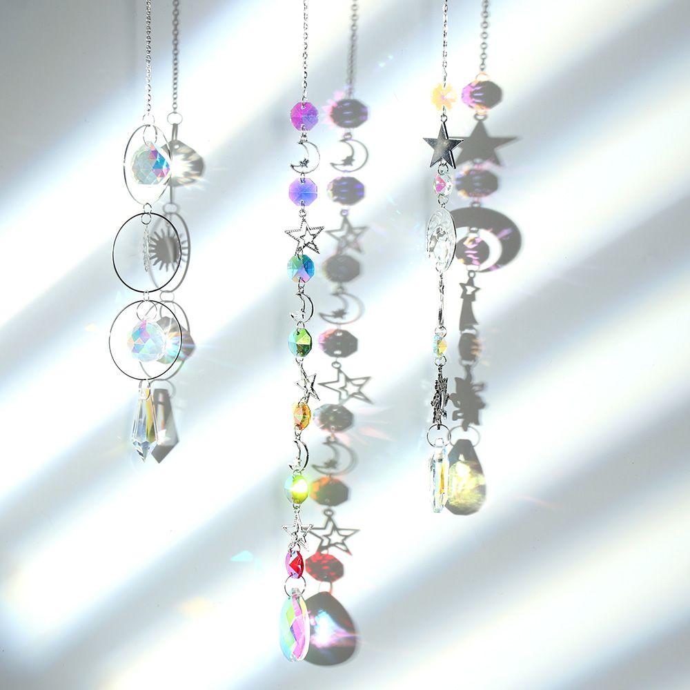 Decoration Curtains Embellishment Crystal Wind Chime Star Moon Hanging Prisms Pendant Sun Catcher