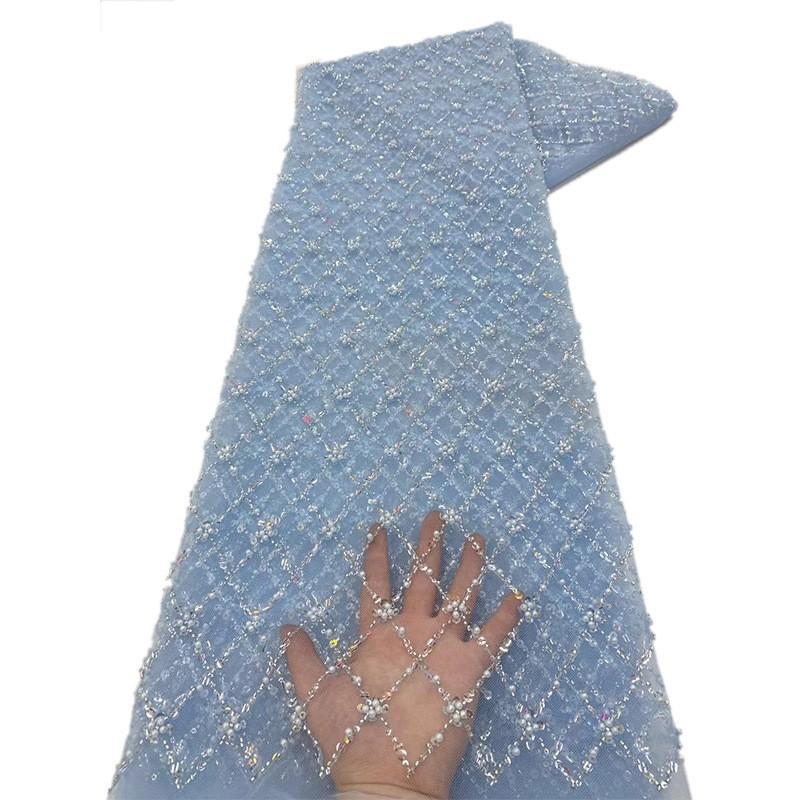 1Yard Sequins Lace Fabric Mesh Beads DIY Sewing Dress Clothing Wedding Party Cloth African Nigerian Sequins Lace Clothing Suppli