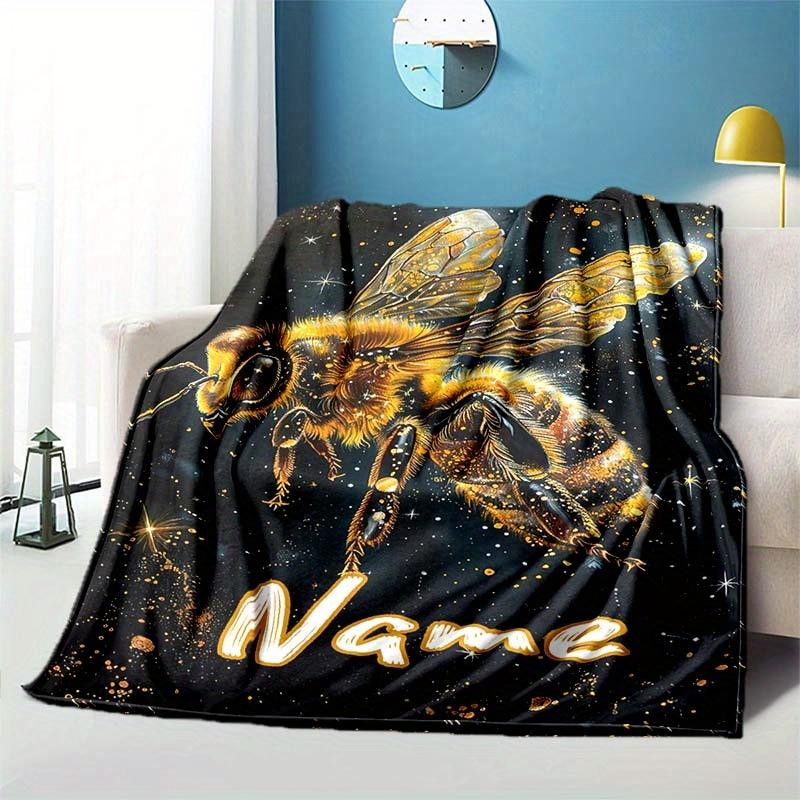 Dazzling Bee Customize Your Name Blanket Used For Chair Office Sofa Bed Camping Soft And Warm Giving Friends And Relatives Birthday Graduation Gift