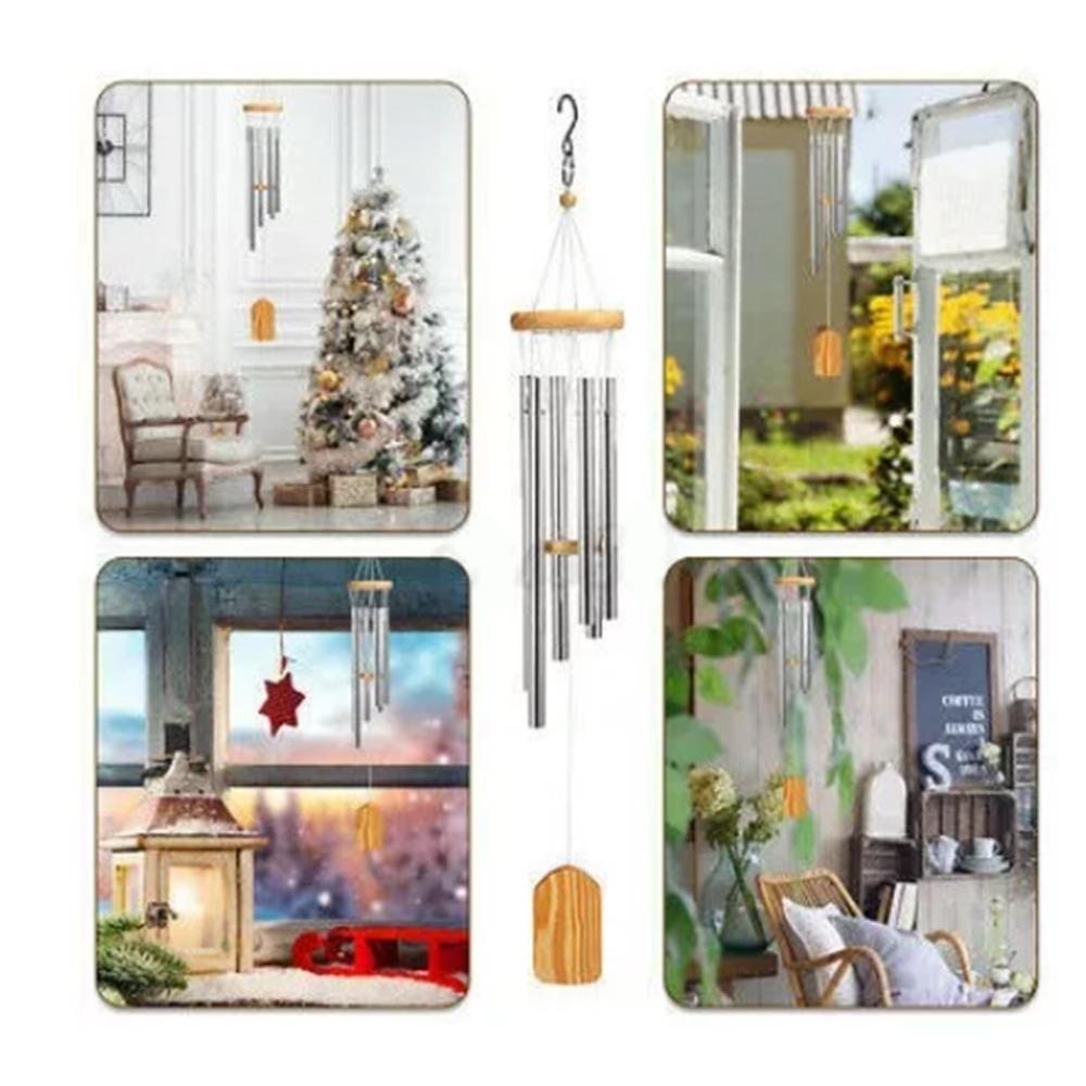 Silver Metal Wind Chimes Metal Tubes Hanging Wind Chimes Elegant Outdoor Wind Chimes Garden