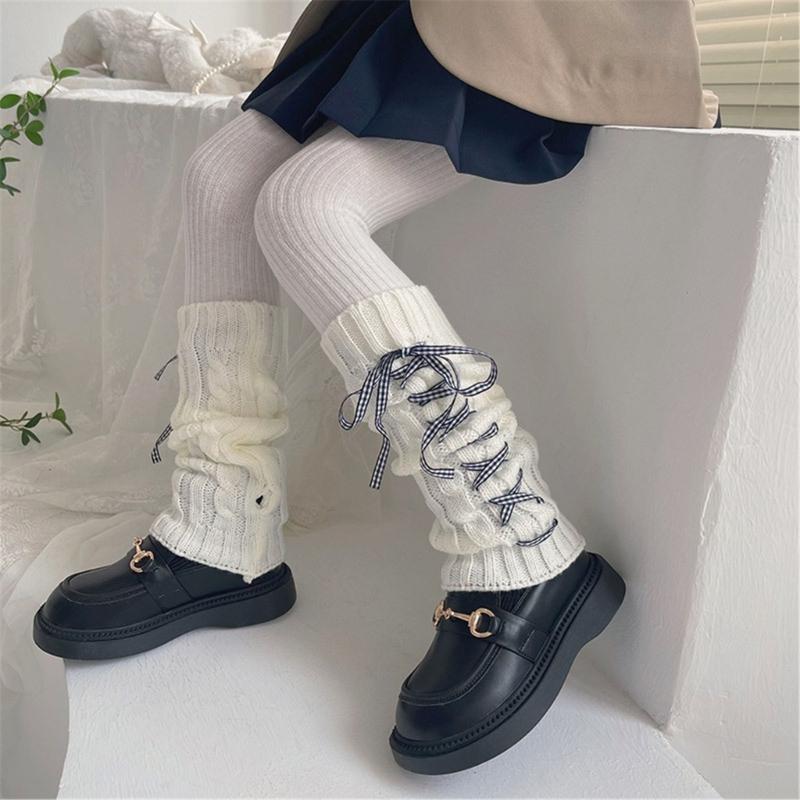 Fashion Leg Warmers for Little Girls Knee High Socks for Dress Toddler Slouchy Lace Up Bowknot Socks Thick Warm Leggings