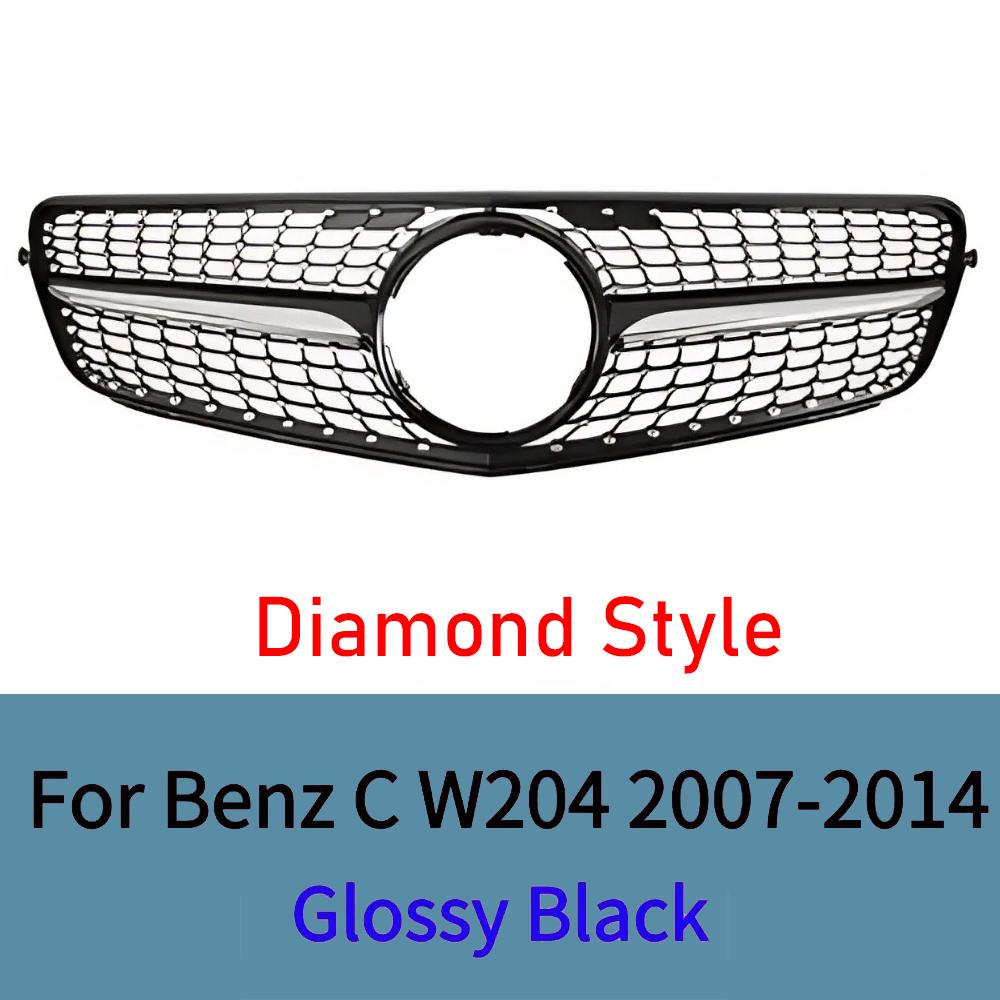 Für Mercedes C-Klasse W204 C43 2007-2014 Frontstoßstangengitter Mesh Glanzschwarz ABS Ersatz Sportliches Upgrade Tuning Zubehör