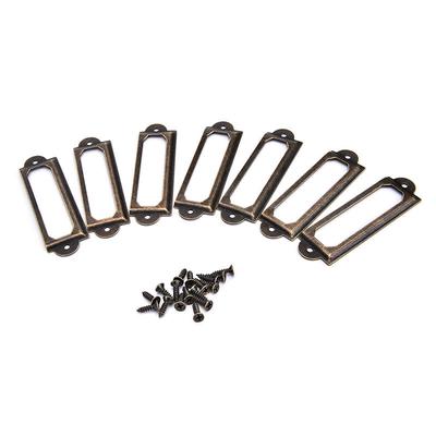 50 X Rám Zásuvka Box Pouzdro Skříňka Držáky Štítků na Karty 60X17Mm Staromosaz,