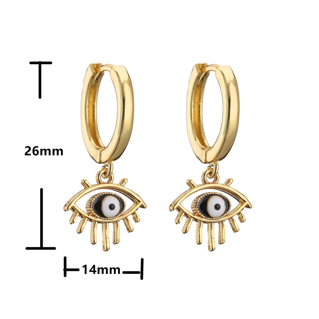 HECHENG,Small Rhinestone Evil Eye Plam Earrings,Hoop Huggie Earrings For Women,Trendy Circle Zircon Gift