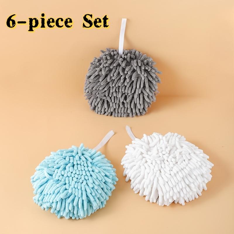 6pcs Chenille Hand Towels, Ultra Soft Quick Dry Absorbent Round Kitchen Bathroom Hand Towels,Cute Decorative Hanging Towel Balls for Home,Travel,Gifts