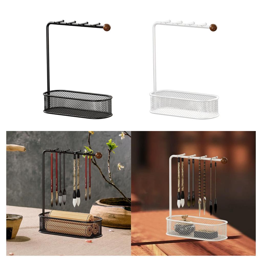 Metal Windchime Hanger Tabletop Stand Calligraphy Brush Holder Jewelry Organizer for Home Decoration