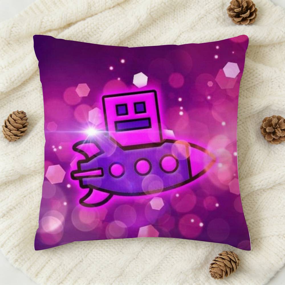 

MUSIC Game GGeometry Dash Doublesided Printed Square Decorative Cushion Cover for Sofa Living Room Home Decor 30x30 cm