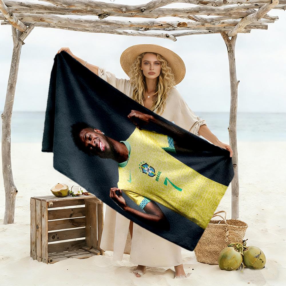 Asciugamano da Spiaggia Giocatore di Calcio Brasiliano Alta Assorbenza & Asciugatura Rapida Confortevole Leggero Perfetto per Viaggiare Yoga Campeggio e Nuoto