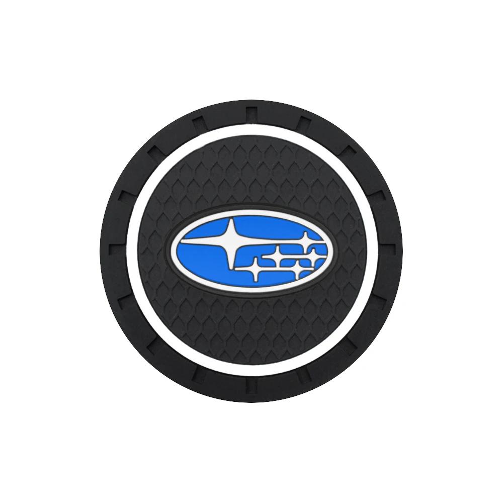 For Subaru STI Forester Legacy Outback WRX Crosstrek Car 2Pc Car Coasters Water Cup Slots Non-Slip Mat Water Cup Pad VV333