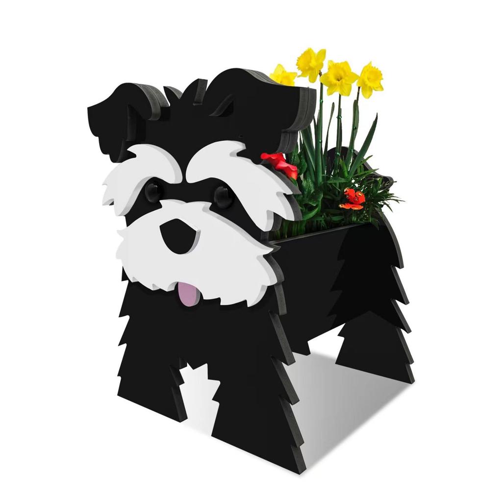 Garden Flower Pot Dog Planter Schnauzer Bulldog Poodle Corgi Yorkshire Garden Pots DIY PVC Flower Planter Garden Home Decor