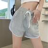Women Summer Jogging Sports Solid Color Drawstring High-Waisted Wide-Leg Casual Shorts Pants