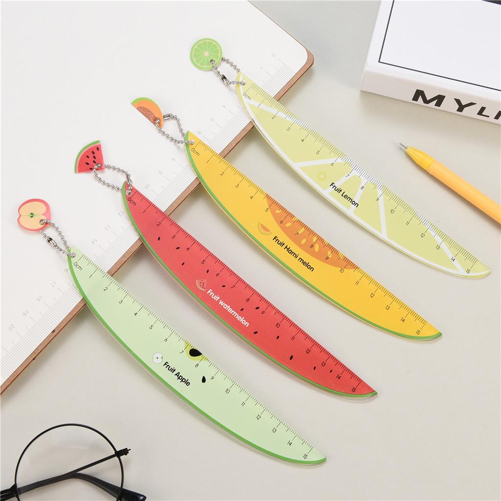 15cm Creative Fruit Pendant Ruler – Colorful Plastic Drawing Tool for Kids Learning & Stationery