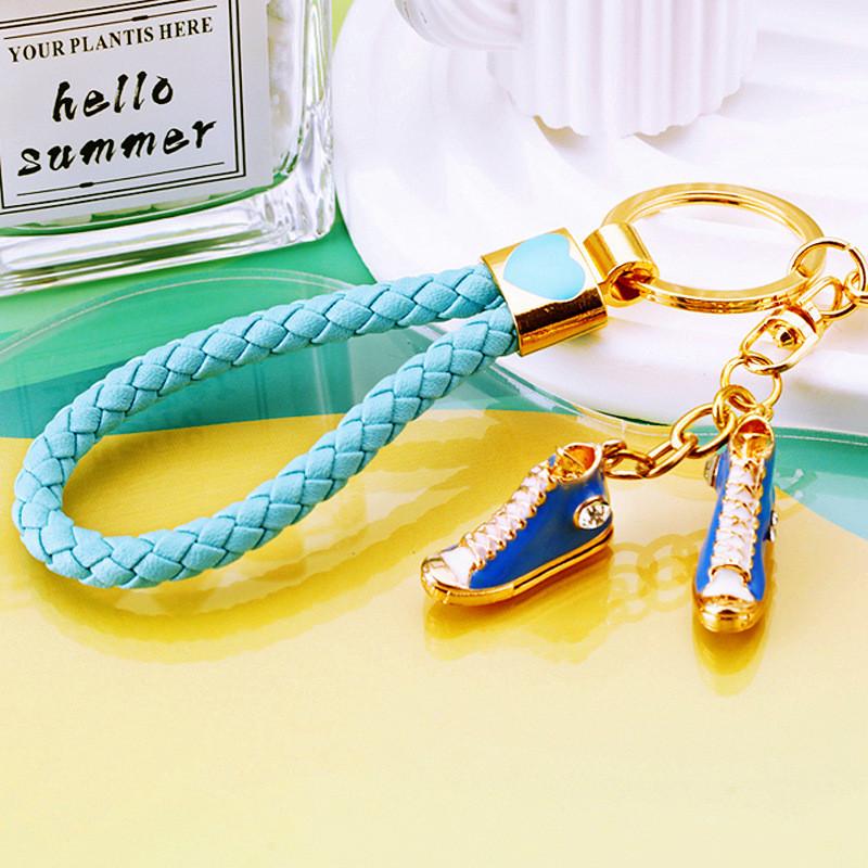 Fashionable Mini High Top Shoes Key Ring Stunning Rhinestone Decoration For Keys