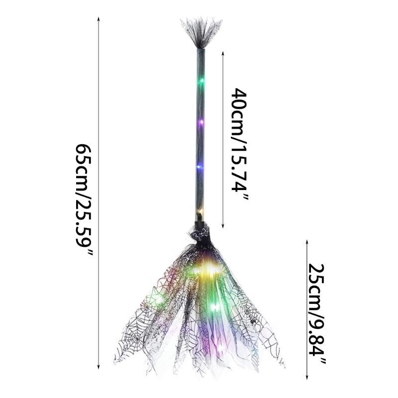 Halloween Party Lighted Witch Broom Plastic Broomsticks Kid Broom Props for Halloween Cosplay Decoration