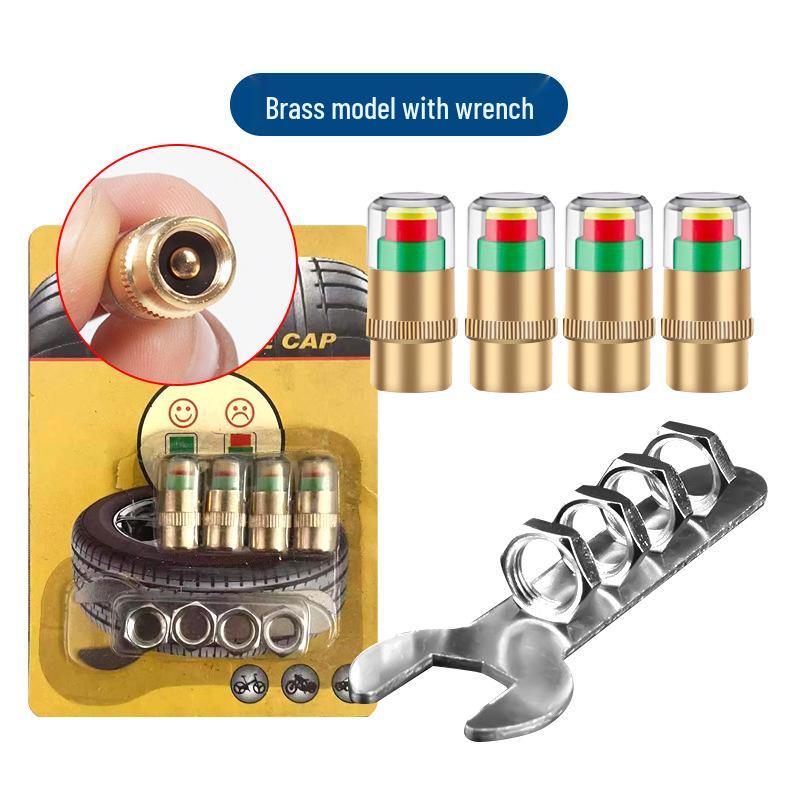 4-Pack Car Tire Pressure Monitoring Caps, 2.4BAR with Copper Core